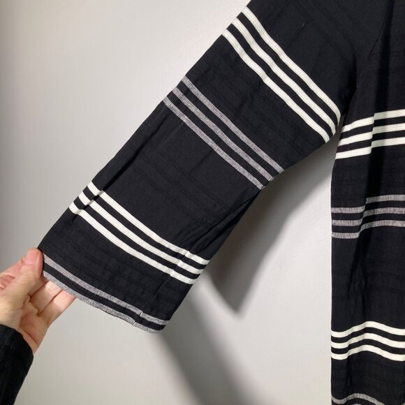 Womens J Jill Wearever Collection Striped Open Knit Cardigan L Black White Rayon - Picture 4 of 8